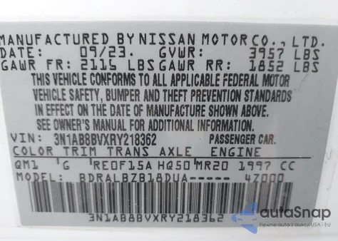 2024 Nissan Sentra S Xtronic Cvt z USA, uszkodzony, nr VIN 3N1AB8BVXRY218362